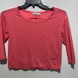 Abercrombie & Fitch Women's 3/4 Sleeves Pink Lace Top Size XS